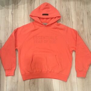 Mens Essential Fear Of God Hoodie Coral